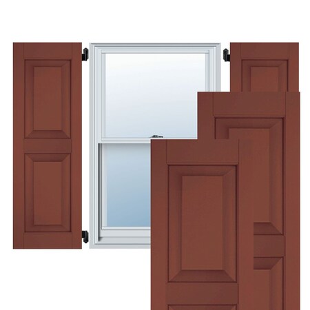 Ekena Millwork 18"W x 71"H Exterior Real Wood Pine Raised Panel Shutters, Country Redwood PR RWR18X071RWP